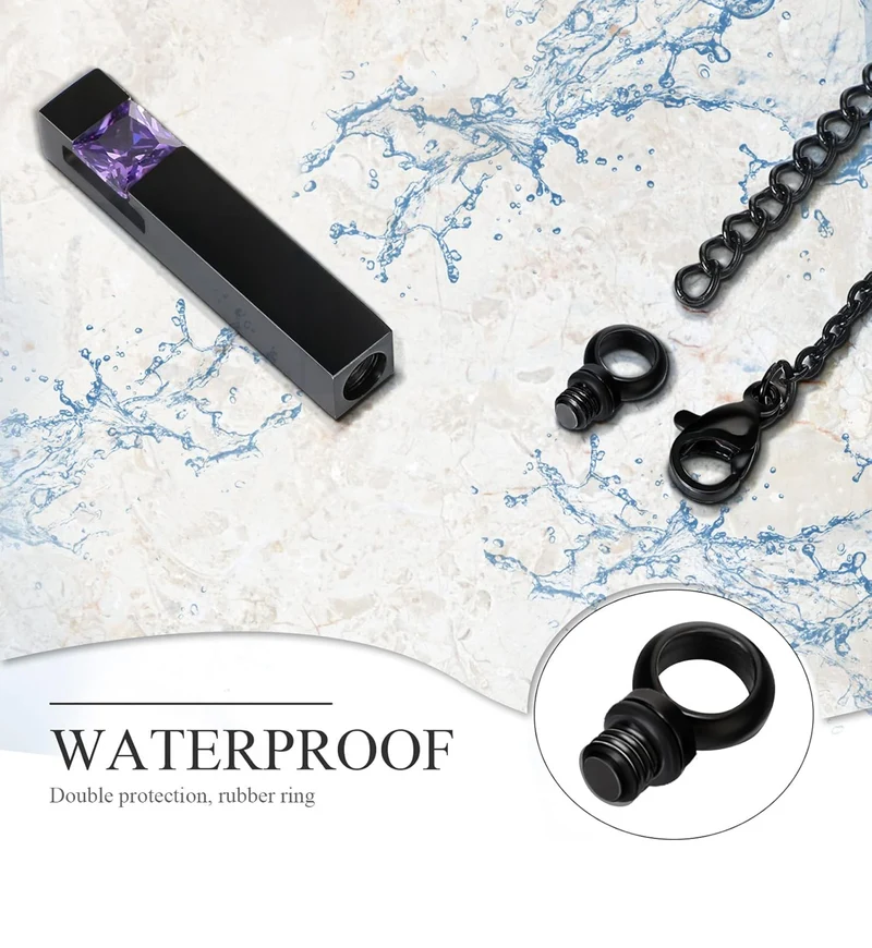 Elegant Cremation Urn Necklace Vertical Bar Zircon Heart Crystal Stainless Steel Memorial Pendant