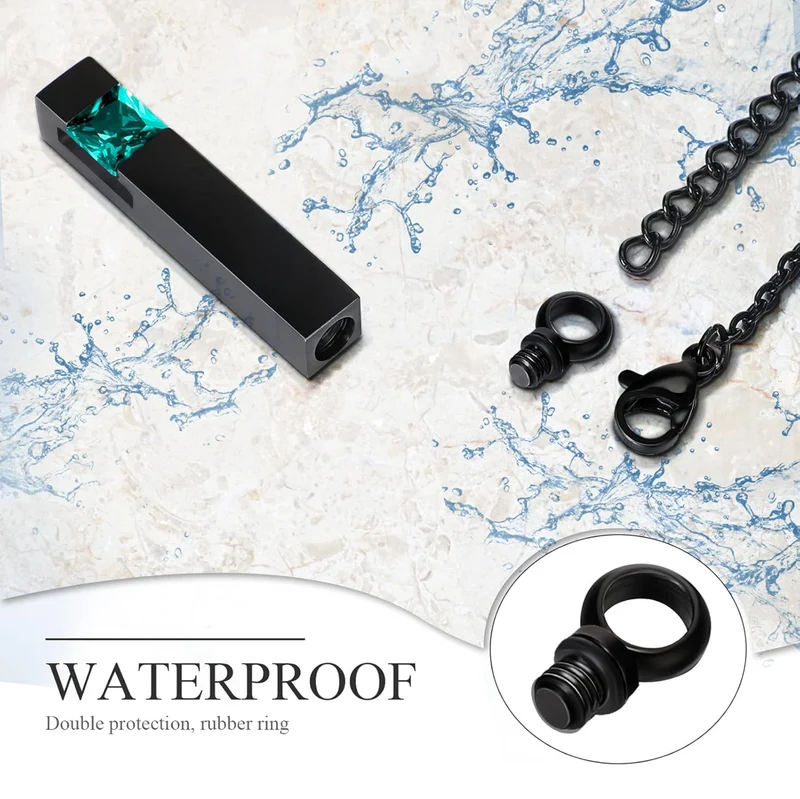 Elegant Cremation Urn Necklace Vertical Bar Zircon Heart Crystal Stainless Steel Memorial Pendant