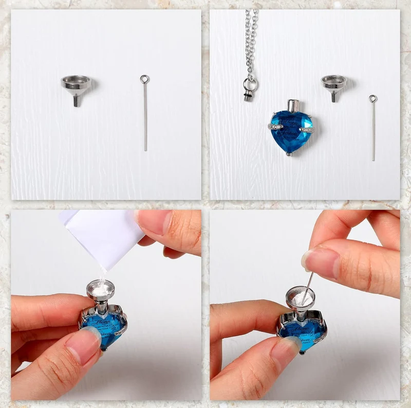 Elegant Cremation Urn Necklace Vertical Bar Zircon Heart Crystal Stainless Steel Memorial Pendant