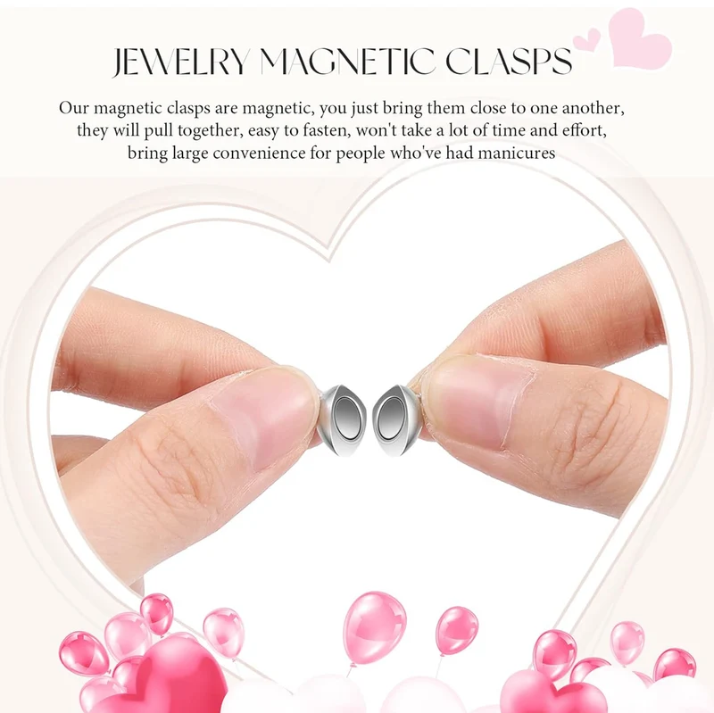 48 Pieces Heart Shaped Magnetic Clasps for Jewelry Gold Silver Bracelet Clasps Closures Magnetic Breakaway Converter for Bracelet Necklace DIY Making Wedding Jewelry Accessories