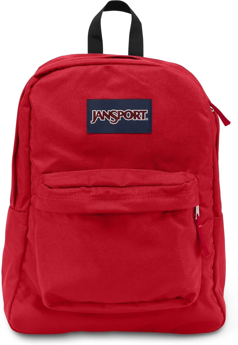 JanSport SuperBreak One Backpacks - Durable, Lightweight Bookbag with 1 Main Compartment, Front Utility Pocket with Built-in Organizer - Premium Backpack, Red Tape
