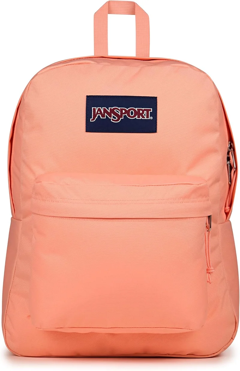 JanSport SuperBreak One Backpack - Durable, Lightweight Bookbag with 1 Main Compartment, Front Utility Pocket with Built-in Organizer - Premium Backpack, Peach Bum