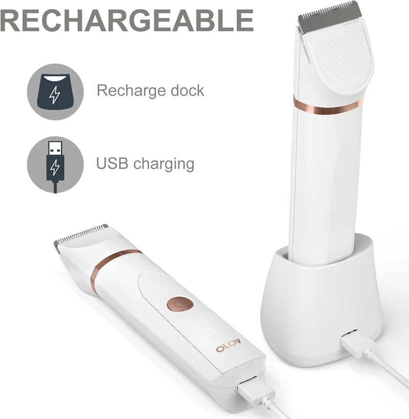 Replacement Charging Base for OLOV Groin Hair Trimmer, USB Recharge Dock & Charging Stand Compatible for OLOV Trimmer, Charging Dock with USB Power Cord, White