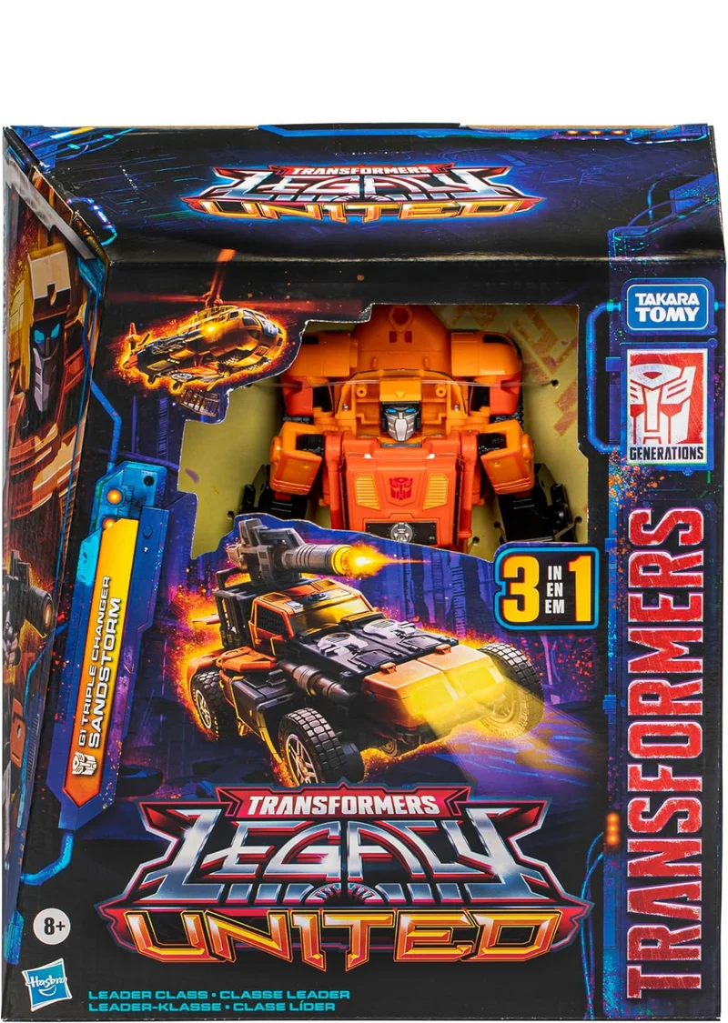 Transformers Legacy United Leader Class G1 Triple Changer Sandstorm, 7.5-inch Converting Action Figure, 8+ Years