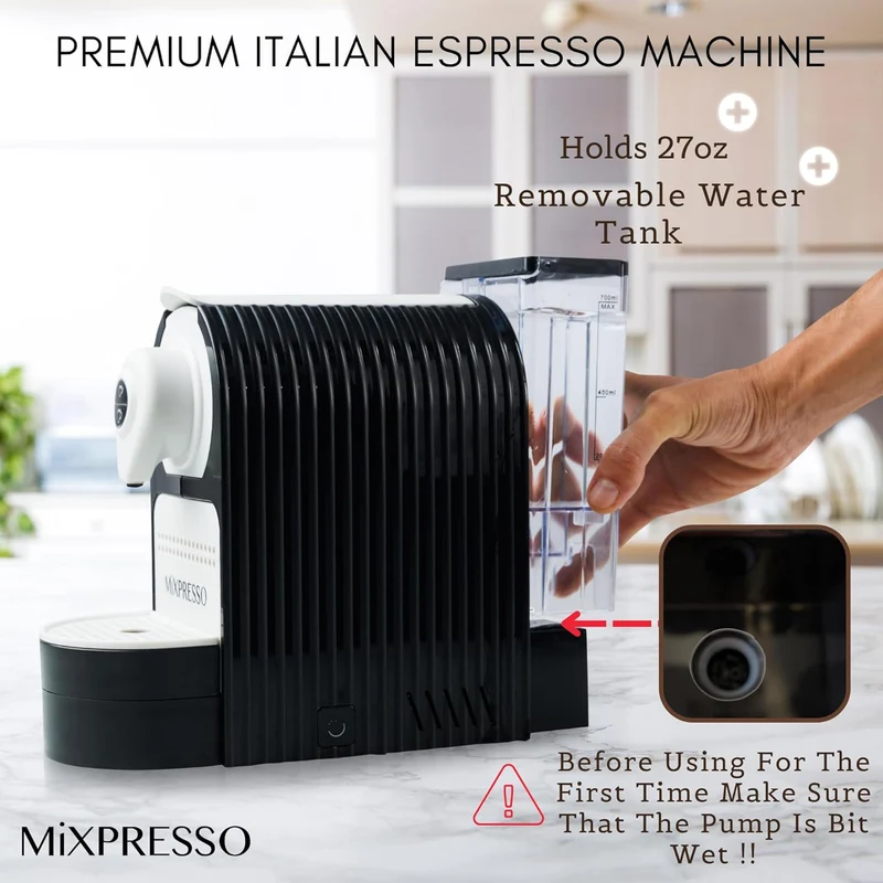 Mixpresso Blue Espresso Machine for Nespresso Compatible Capsule, Single Serve Coffee Maker Programmable for Espresso Pods, Premium Italian 19 Bar High Pressure Pump 27oz, 1400w Capsule Coffee Maker