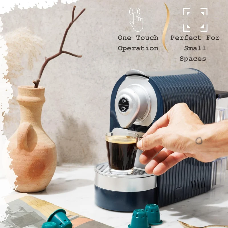 Mixpresso Blue Espresso Machine for Nespresso Compatible Capsule, Single Serve Coffee Maker Programmable for Espresso Pods, Premium Italian 19 Bar High Pressure Pump 27oz, 1400w Capsule Coffee Maker