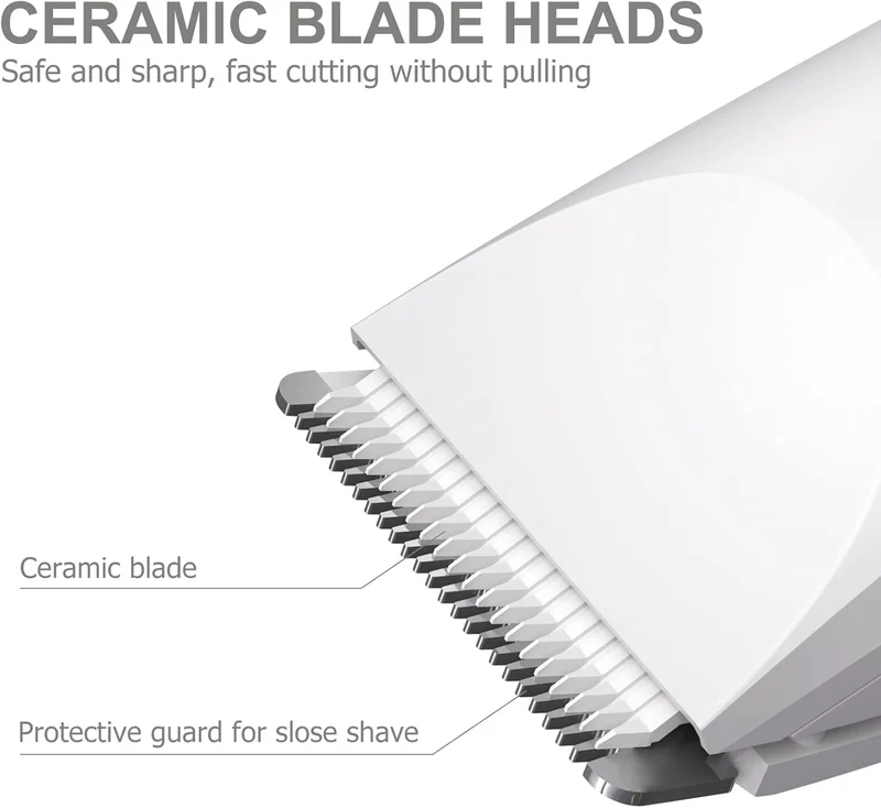OLOV Electric Body Hair Trimmer - Groin Trimmer for Men - Bikini Trimmer Women - Wet/Dry Shaver Groomer, Replaceable Ceramic Blade Heads, USB Recharge Dock, Waterproof Hygiene Razor, White