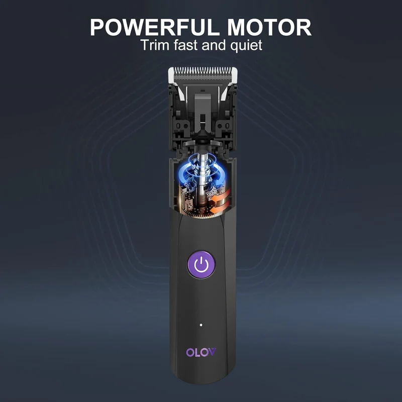 OLOV Electric Body Hair Trimmer - Groin Trimmer for Men - Bikini Trimmer Women - Wet/Dry Shaver Groomer, Replaceable Ceramic Blade Heads, USB Recharge Dock, Waterproof Hygiene Razor, Black Violet