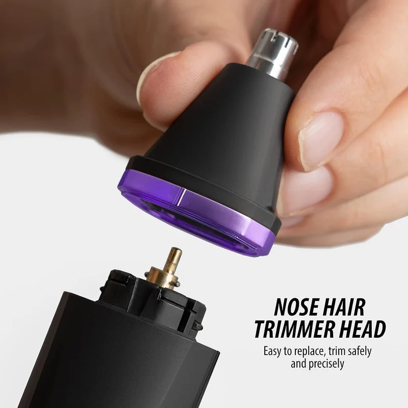OLOV Electric Body Hair Trimmer - Groin Trimmer for Men - Bikini Trimmer Women - Wet/Dry Shaver Groomer, Replaceable Ceramic Blade Heads, USB Recharge Dock, Waterproof Hygiene Razor, Black Violet