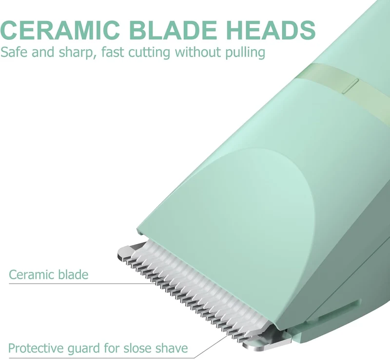 OLOV Electric Body Hair Trimmer - Groin Trimmer for Men - Bikini Trimmer Women - Wet/Dry Shaver Groomer, Replaceable Ceramic Blade Heads, USB Recharge Dock, Waterproof Hygiene Razor, Green