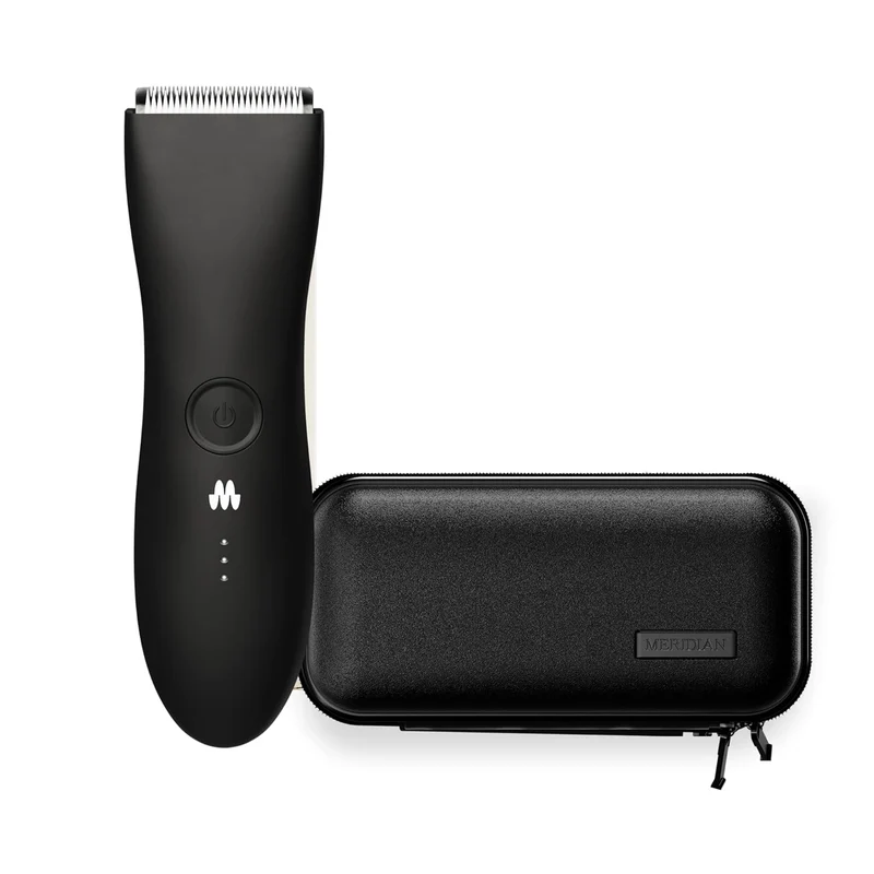 MERIDIAN Body Hair Trimmer for Men Balls, Bikini Trimmer and Hard Case - Onyx