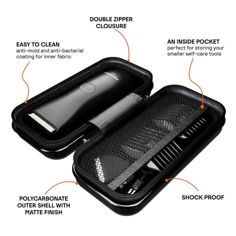 MERIDIAN Body Hair Trimmer for Men Balls, Bikini Trimmer and Hard Case - Onyx