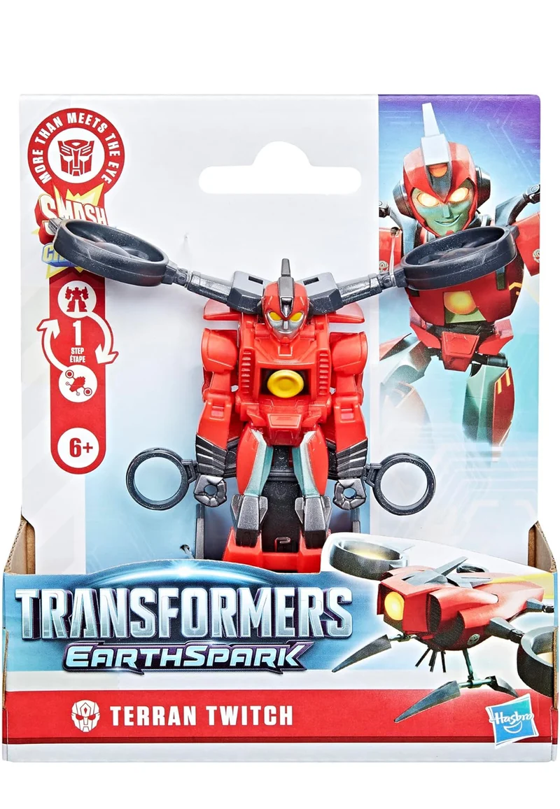 Transformers EarthSpark 1-Step Smash Changers Terran Twitch 4-Inch Action Figure, Robot Toys for Boys and Girls 6 and Up