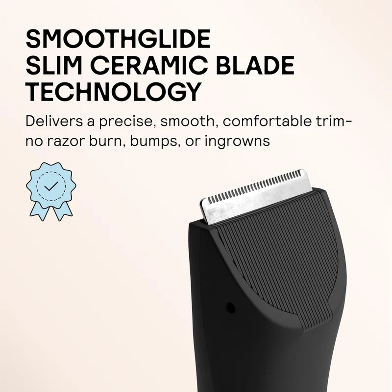 MERIDIAN - Slimmer Trimmer Replacement Blade - Ceramic Blades for Electric Body & Pubic Hair Trimmer, Onyx, 1 Pack