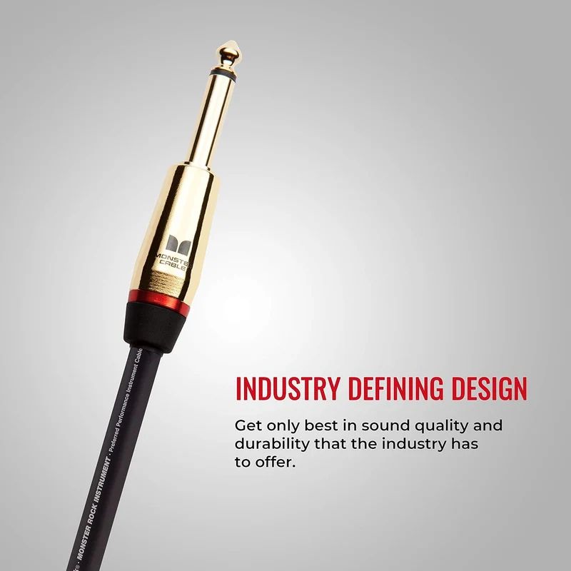 Monster Prolink Rock Instrument Cable - 3 ft Straight to Straight Guitar Cable - 95% Copper Braided Shielded for Electric Guitar