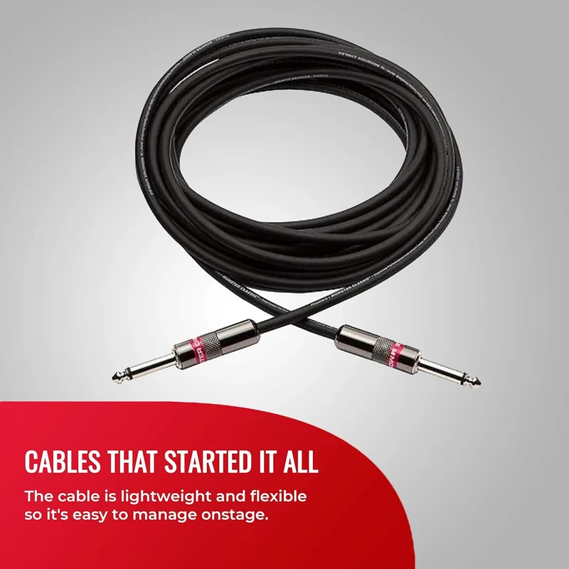 Monster Prolink Classic Instrument Guitar Cable - 6 ft Straight to Straight Instrument Cable. All Metal & Duraflex Outer Jacket. 90% Copper Braided Shield Monster Instrument Cable