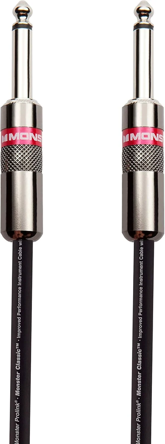 Monster Prolink Classic Instrument Guitar Cable - 3 ft Straight-to-Straight Instrument Cable. All Metal & Duraflex Outer Jacket. 90% Copper Braided Shield Monster Instrument Cable