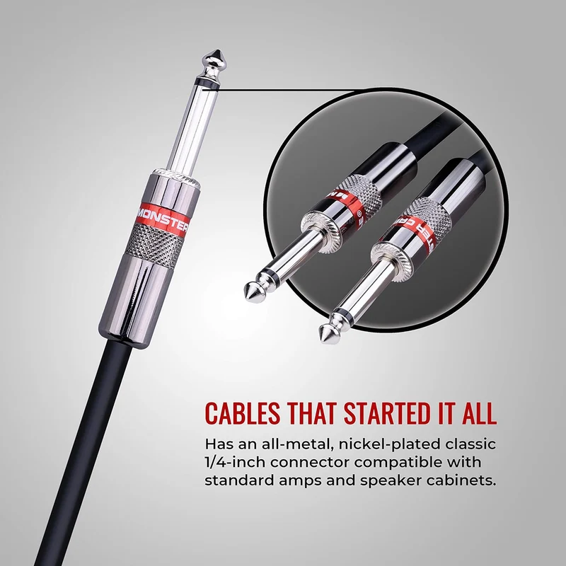 Monster Prolink Classic Speaker Cable - 3FT Straight to Straight Instrument Cable - 1/4-Inch Plugs - Guitar Cord w/Superior Signal Transfer, Noise Reduction, Duraflex Outer Jacket