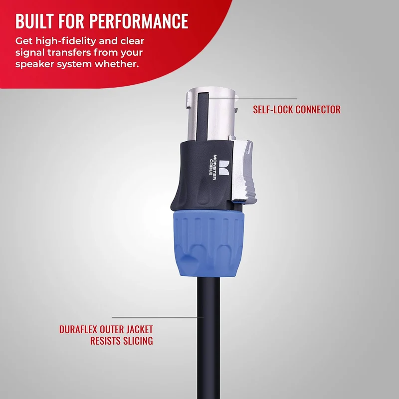 Monster Prolink Performer 600 Speaker Cable with Speak,On Connectors, 10ft, Speak,On Plugs