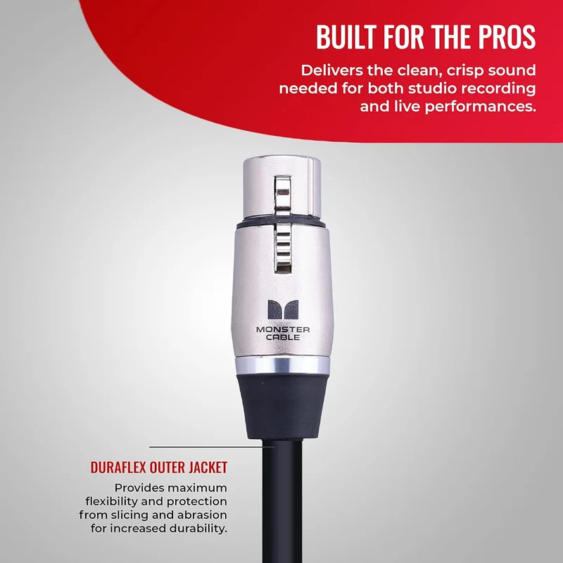 Monster Cable Prolink Performer 600 – 50ft XLR Microphone Cable with Microfiber Dielectric and Duraflex Jacket