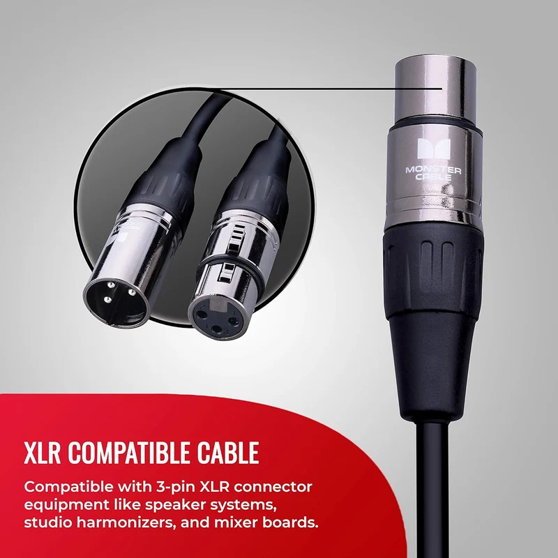 Monster Prolink Classic Microphone Cable. 5 feet Silver Contact XLR Cables. Mic Cable w/MultiTwist Construction. 95% Copper Braided Shield Cable.
