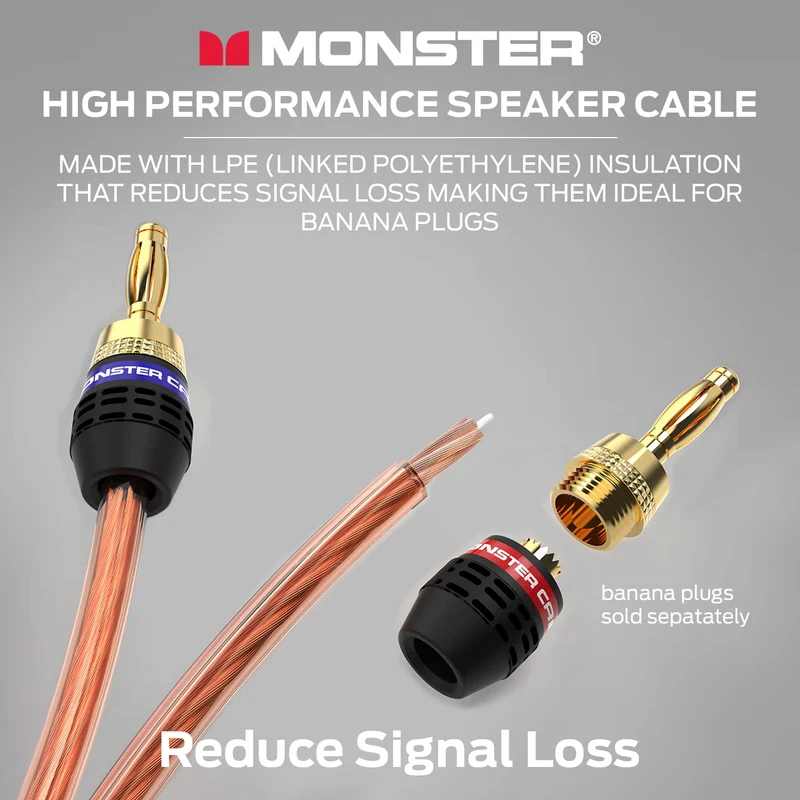 Monster XP Copper Clad Aluminum (CCA) Speaker Wire 12 Gauge Cable 100 FT Spool - Ideal for Home Cinema Cables and Car Audio Cable