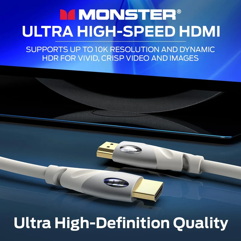 Monster HDMI Cable 4k Ultra HD with Ethernet - Corrosion-Resistant 24k Rose Gold Contacts and V-Grip Connection - HDMI Cable for PS3 and Computer Monitor - 4 FT