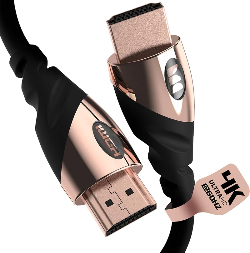 Monster Rose Gold HDMI Cable 4K Ultra HD — Xbox Series X, PlayStation 5, Nintendo, Apple TV HDMI Cable — 24K Gold Contacts, High Speed 21 Gbps, 60/120 Hz, Duraflex Coating(4 FT)