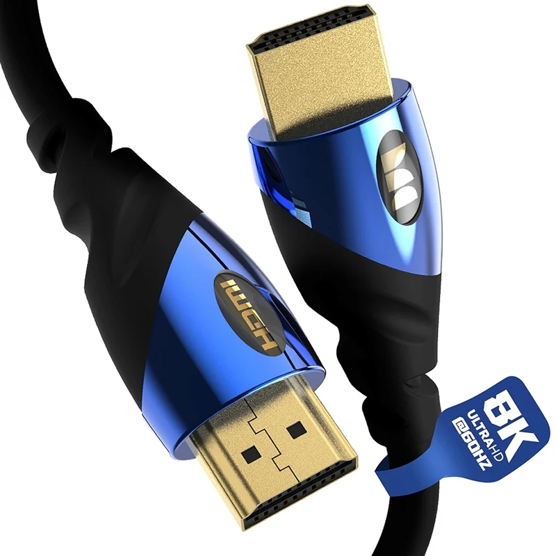 Monster 8K HDMI Cable (8 FT) — 5 HDMI Cable w/ 24K Gold Contacts & V-Grip, 48 Gbps Speed, 60/120 Hz Refresh Rate, Dynamic HDR & eARC for Superior Visuals & Audio