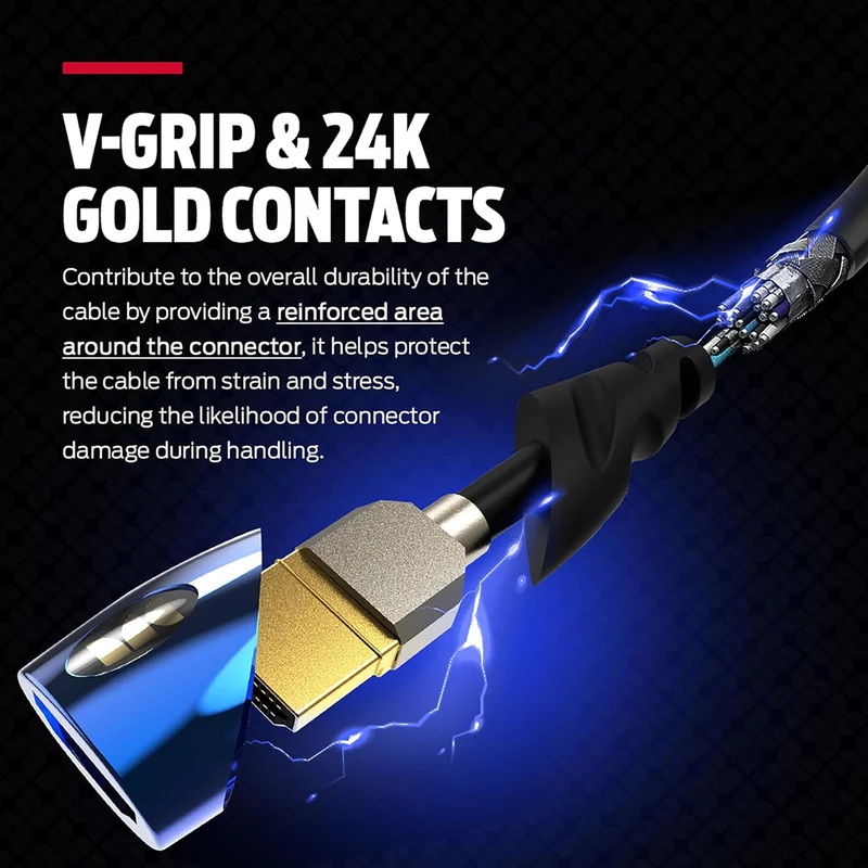 Monster 8K HDMI Cable (2 FT) — 5 HDMI Cable w/ 24K Gold Contacts, 48 Gbps Speed, 60/120 Hz Refresh Rate, Dynamic HDR & eARC for Superior Visuals & Audio