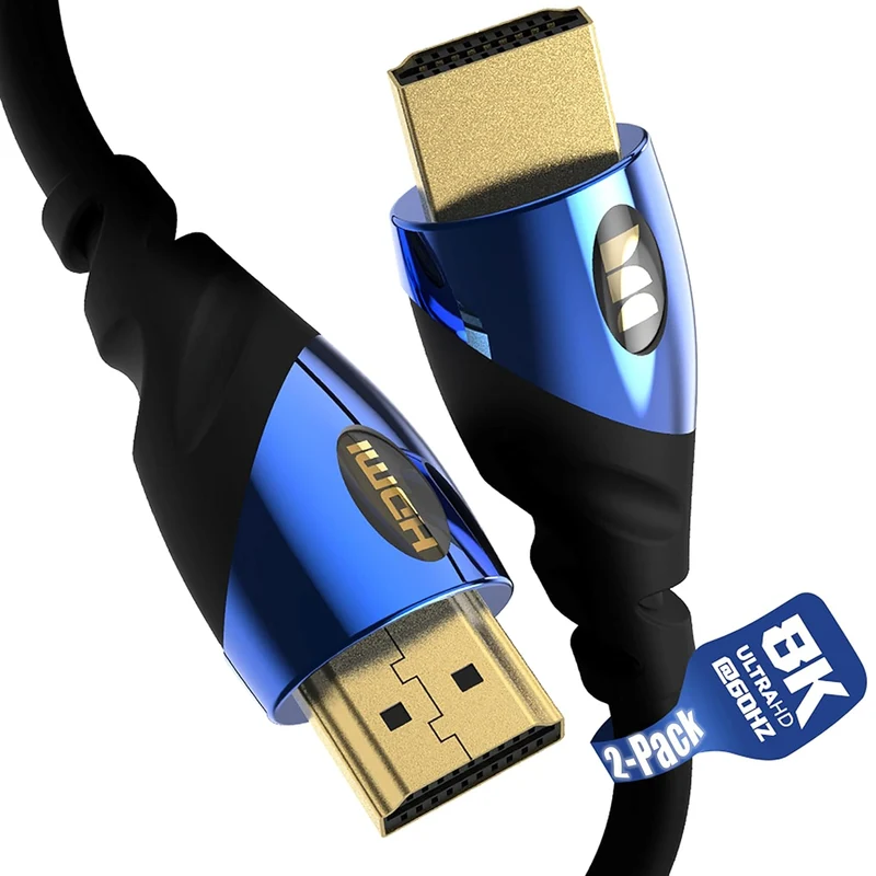 Monster 8K HDMI Cable (2 FT) — 5 HDMI Cable w/ 24K Gold Contacts, 48 Gbps Speed, 60/120 Hz Refresh Rate, Dynamic HDR & eARC for Superior Visuals & Audio