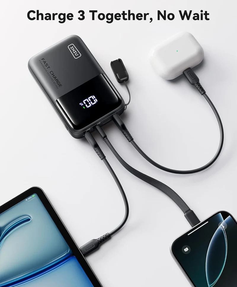INIU 100W Power Bank, Mini Size 25000mAh High Capacity Laptop Portable Charger, USB C in&Out Tablet Powerbank, Smart Digital Display Phone Charger for iPhone 16 15, Samsung, iPad, MacBook, Laptop etc.
