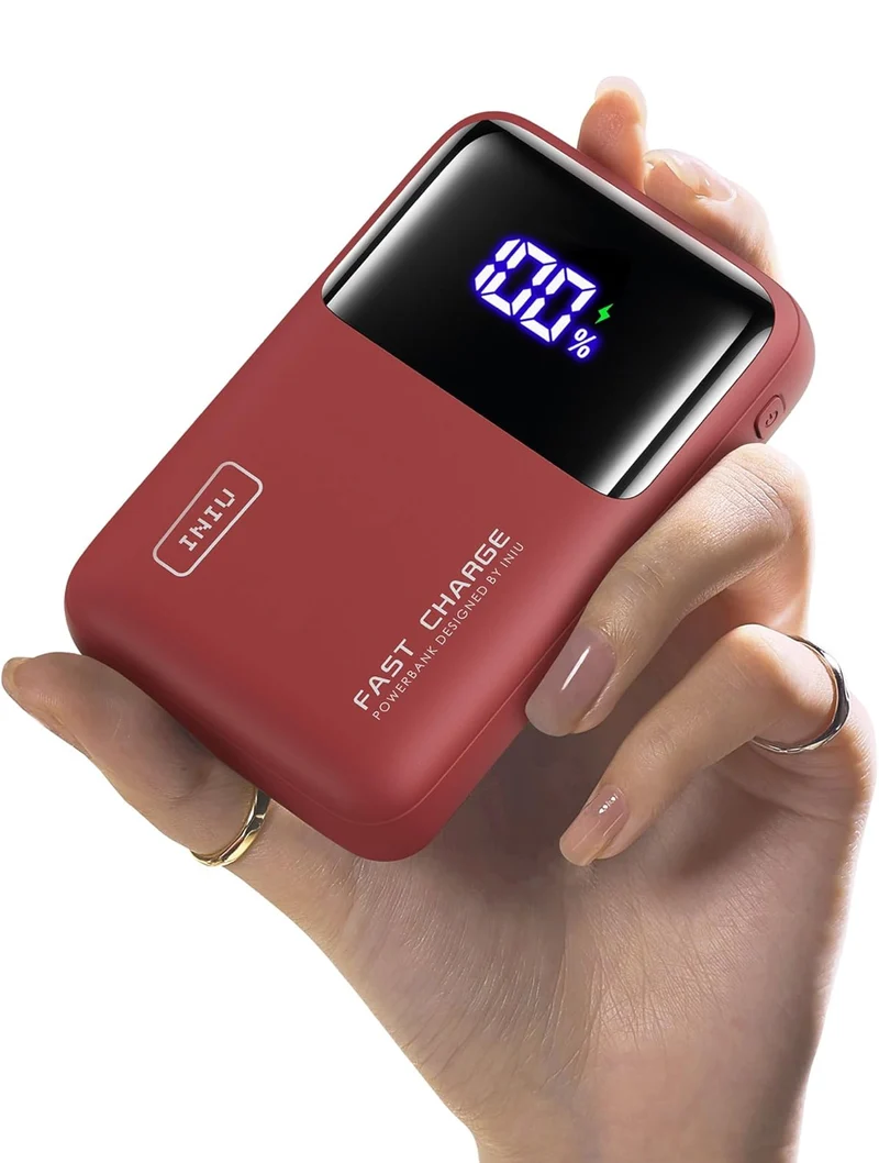 INIU Power Bank, 20000mAh 65W Ultra Compact USB C Laptop & Phone Portable Charger, Fast Charging Flight Cruise Ship Travel Essential Battery Pack for College Students Travelers Teen Boys Girls, Red