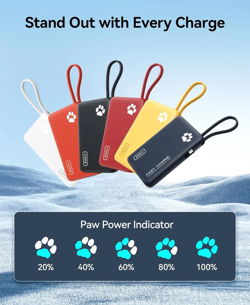 INIU 45W Portable Charger, 10000mAh Built-in USB C Cable Fast Charging Power Bank, Small Type C Battery Pack, Powerbank for iPhone 16 15 14 13, iPad, Samsung S25 S24 etc. Travel Camping Essentials