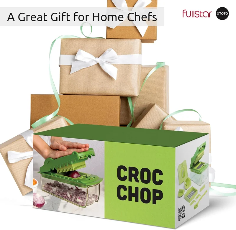 NEW Fullstar X OTOTO Croc Chop Vegetable Chopper & Slicer - Multifunctional Food Chopper, Crocodile Onion Cutter, Cool Kitchen Gadgets & Housewarming Gifts