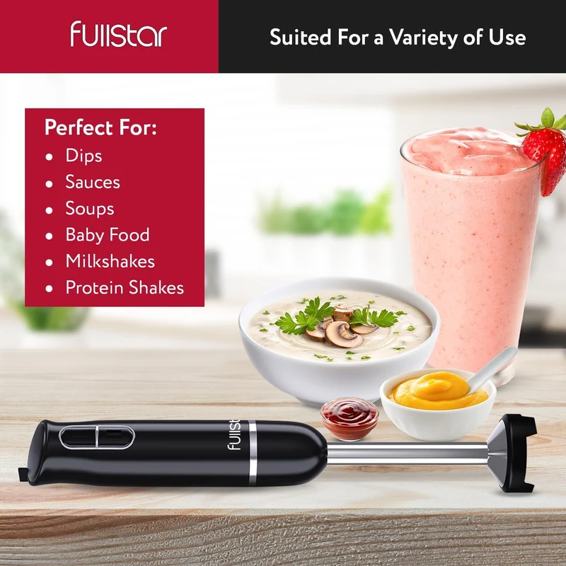 Fullstar Immersion Blender Set, 300W Handheld Electric Hand Mixer, Smoothie Blender (300W, Black)