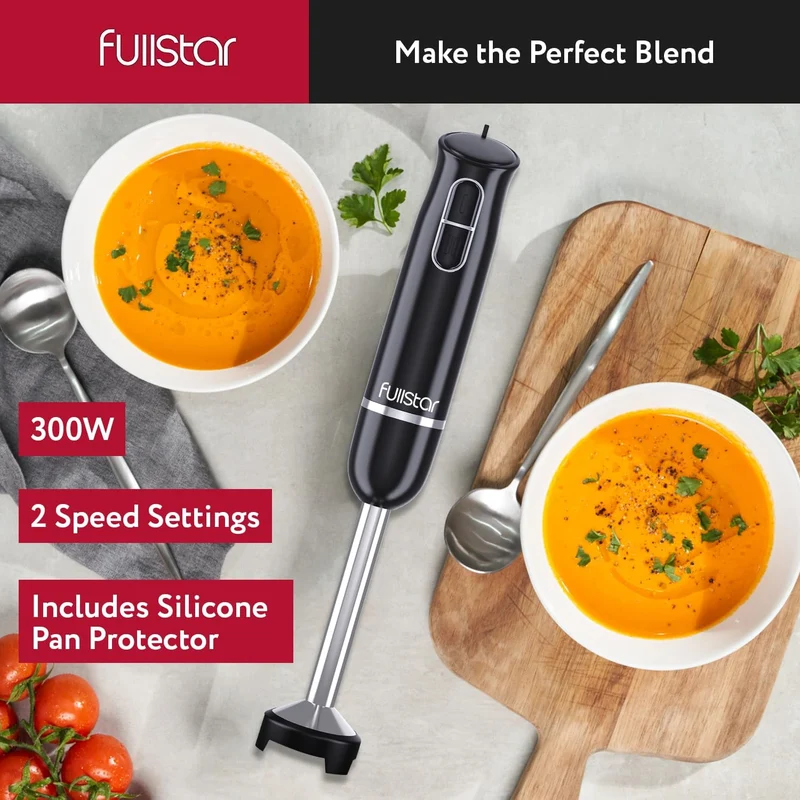 Fullstar Immersion Blender Set, 300W Handheld Electric Hand Mixer, Smoothie Blender (300W, Black)