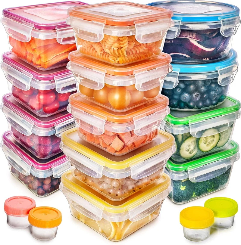 Fullstar 34-Piece Plastic Food Storage Containers with Lids (17 Containers & 17 Lids) - Leakproof, BPA-Free, Meal Prep Containers, Reusable Lunch Storage Set for Kitchen Organization (Pack of 34)
