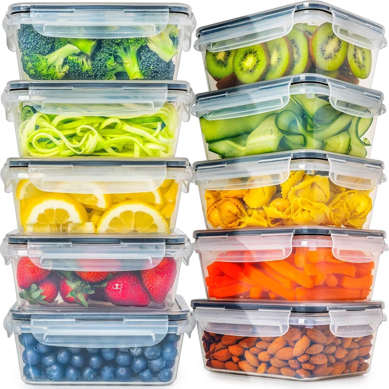 Fullstar 20-Piece Plastic Food Storage Containers with Lids (10 Containers & 10 Lids) - Leakproof, BPA-Free, Meal Prep Containers, Reusable Lunch Storage Set for Kitchen Organization (Pack of 20)