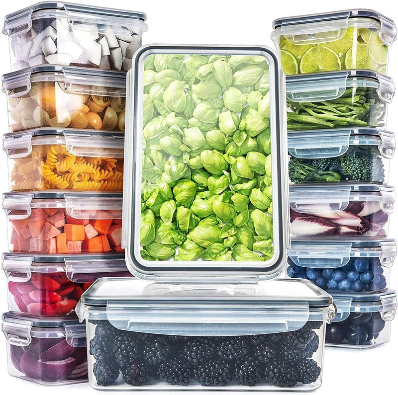Fullstar 28-Piece Plastic Food Storage Containers with Lids (14 Containers & 14 Lids) - Leakproof, BPA-Free, Meal Prep Containers, Reusable Lunch Storage Set for Kitchen Organization (Pack of 28)
