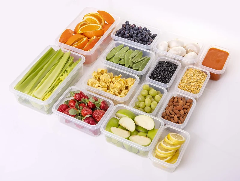 Fullstar 28-Piece Plastic Food Storage Containers with Lids (14 Containers & 14 Lids) - Leakproof, BPA-Free, Meal Prep Containers, Reusable Lunch Storage Set for Kitchen Organization (Pack of 28)
