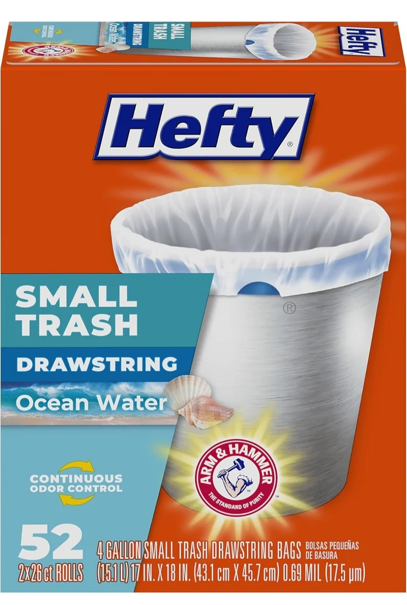 Hefty Small Trash Bags, Ocean Water Scent - 4 Gallon (52 CT)