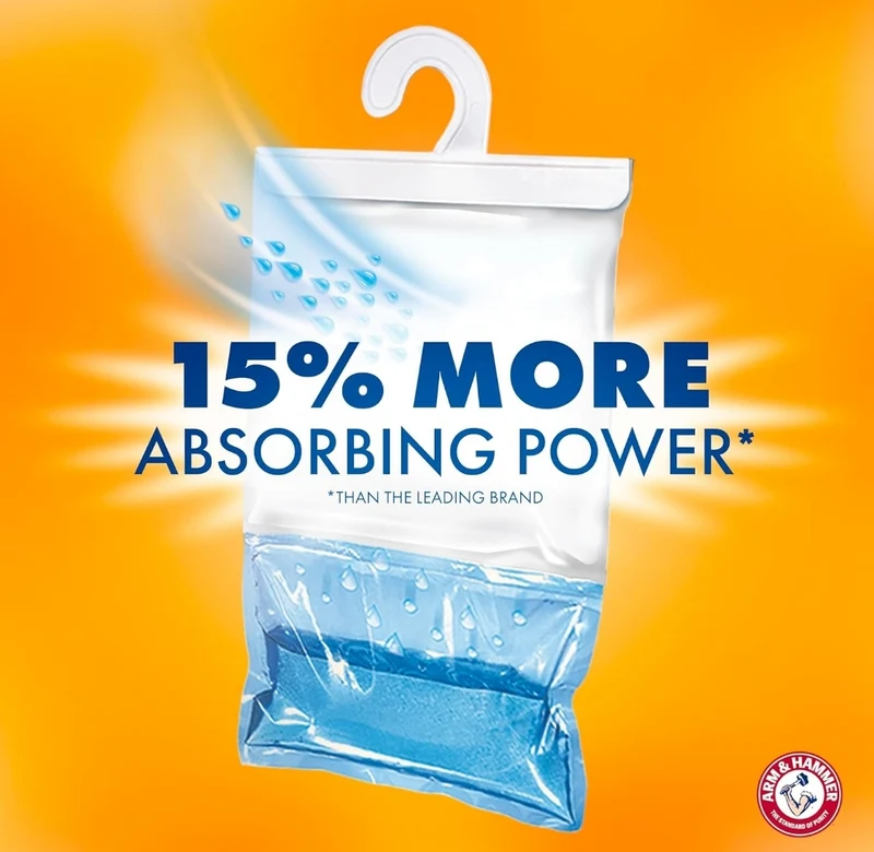 Arm & Hammer Fragrance Free Hanging Moisture Absorber and Odor Eliminator - (Packs of 2) Traps Moisture for Fresher, Cleaner Air