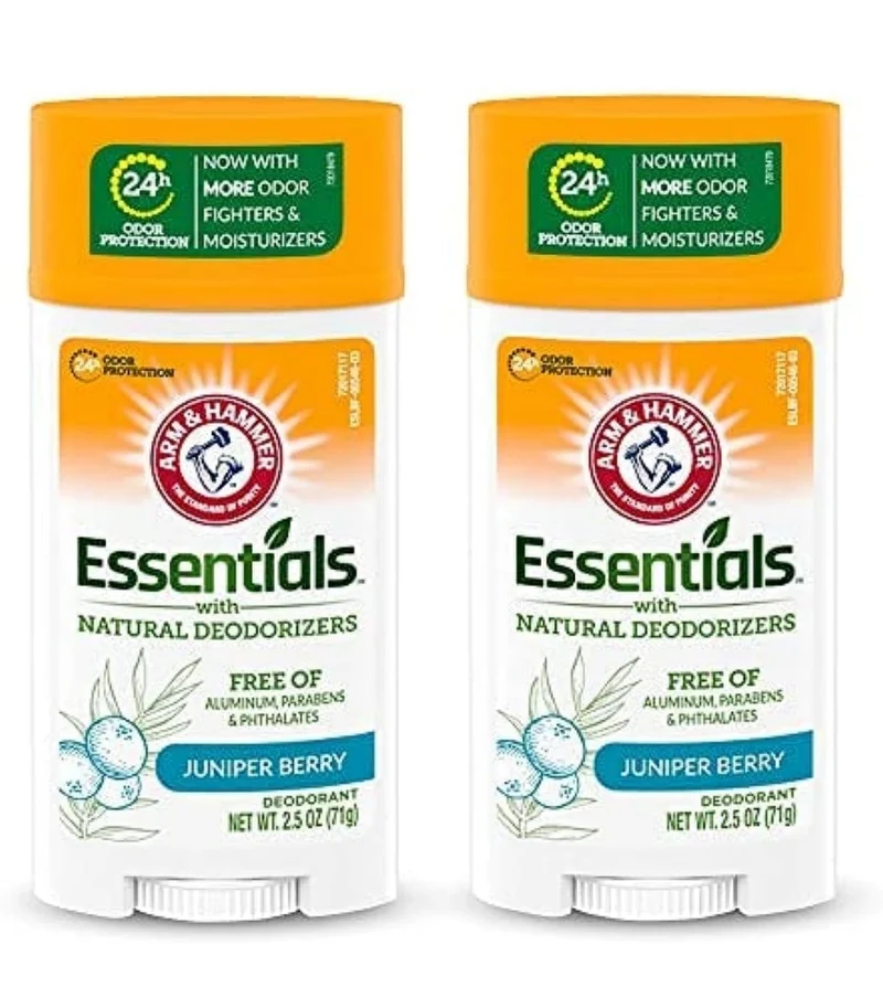 ARM & HAMMER Essentials Deodorant- Clean Juniper Berry- Wide Stick w/ Natural Deodorizers 2.5 oz (Pack of 2)