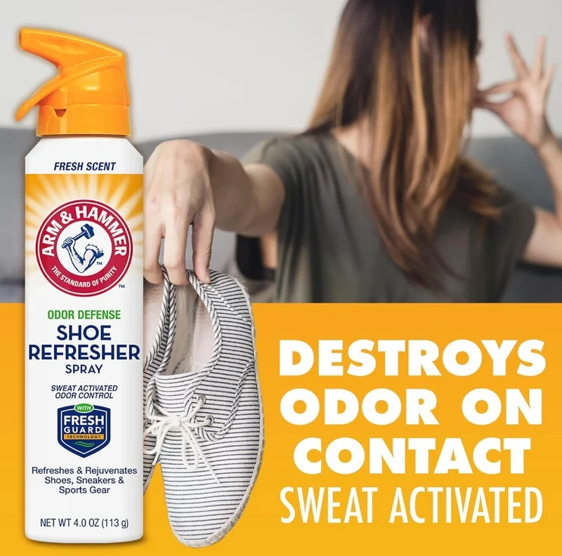 Arm and Hammer Shoe Refresher Spray, Multi-Purpose Odor Remover for All Types of Footwea 4oz (1 Pack)