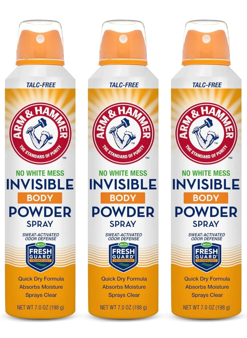 Arm & Hammer Invisible Body Powder Spray, Clear Talc-Free Body Odor & Sweat Control 7oz (3 Pack)