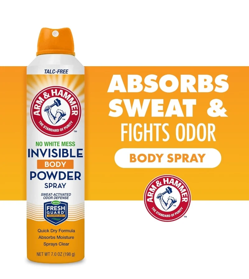 Arm & Hammer Invisible Body Powder Spray, Clear Talc-Free Body Odor & Sweat Control 7oz (1 Pack)