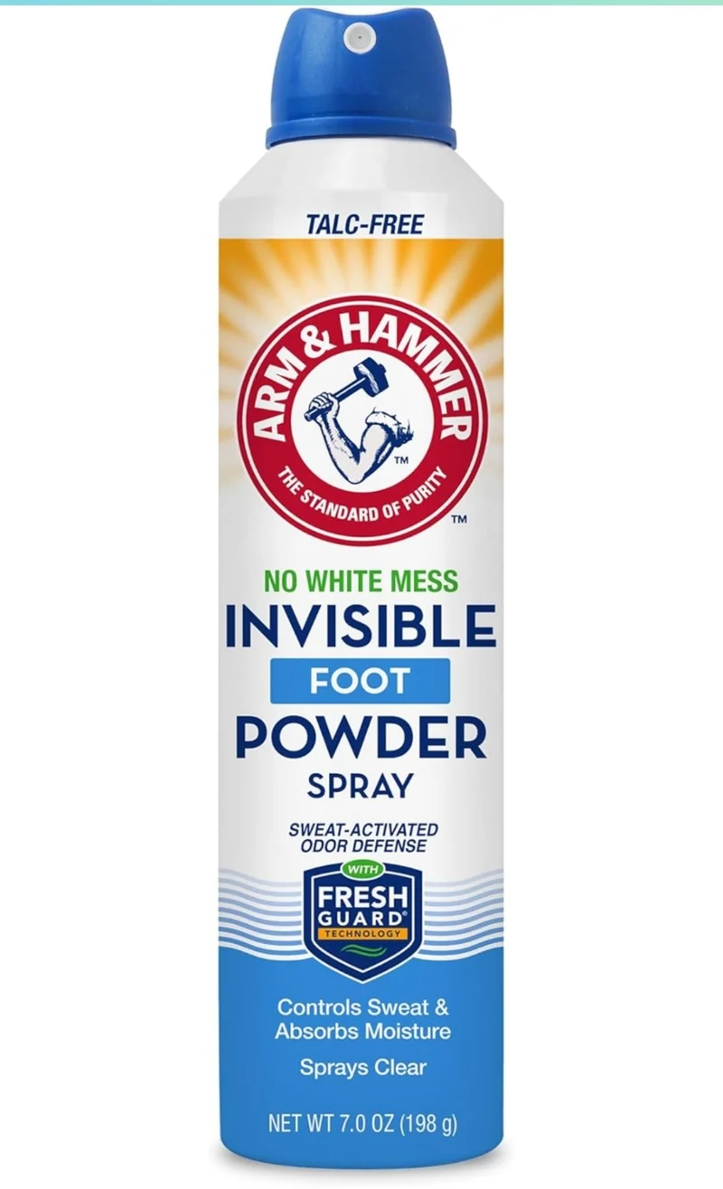 Arm & Hammer Invisible Foot Powder Spray, Clear Talc-Free Foot Odor & Sweat Control 7oz (1 Pack)
