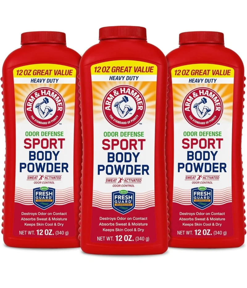 Arm & Hammer Sport Body Powder Talc Free, Aluminum Free Odor Defense w/ Baking Soda (3 Pack)