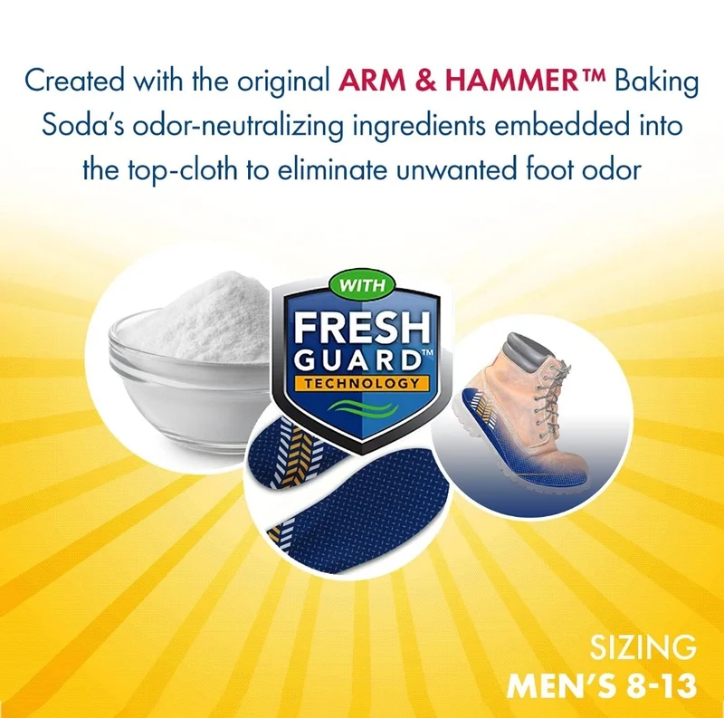 Arm & Hammer Work Boot Insoles for Men and Women - Anti-Fatigue Arch Support Memory Foam - (3 Pack)